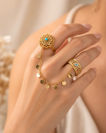 Boho Turquoise Double Ring